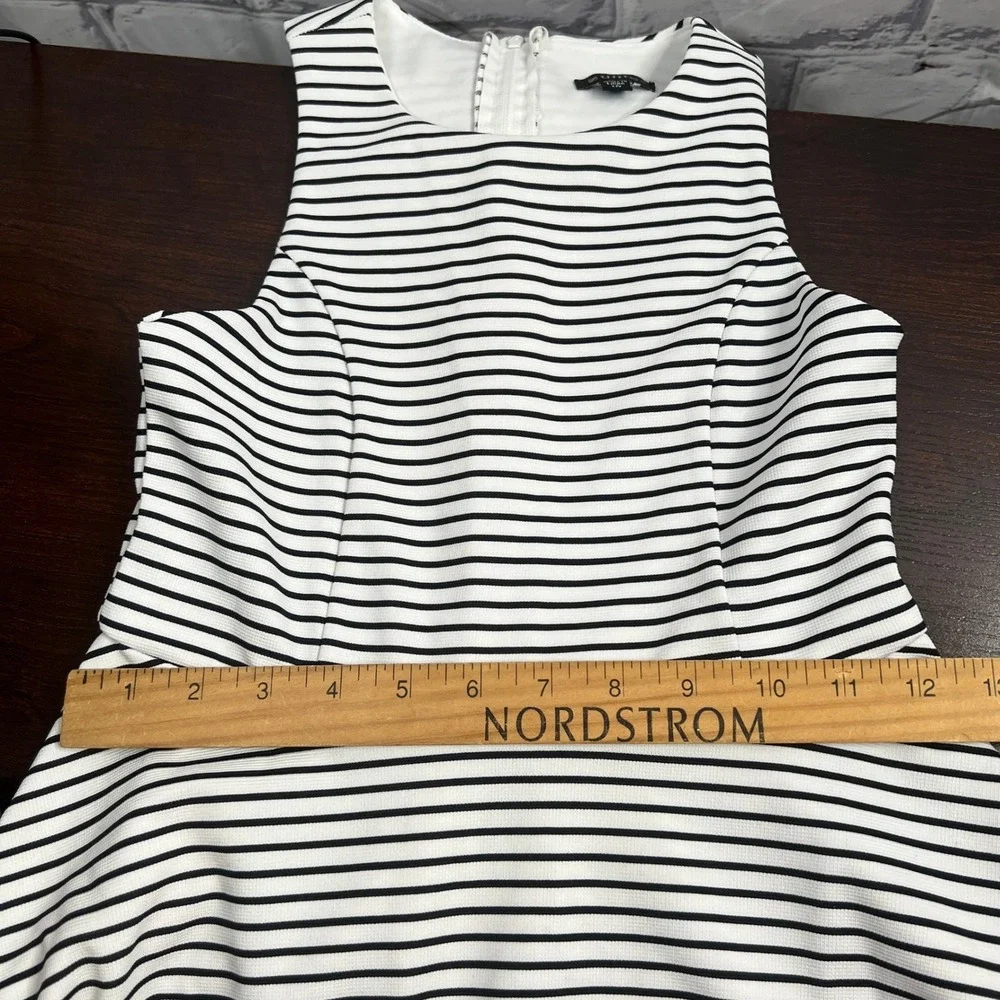 Zunie Skater Dress Big Girls 10 White Black Striped Sleeveless Fit & Flare Zip